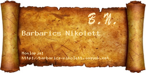 Barbarics Nikolett névjegykártya
